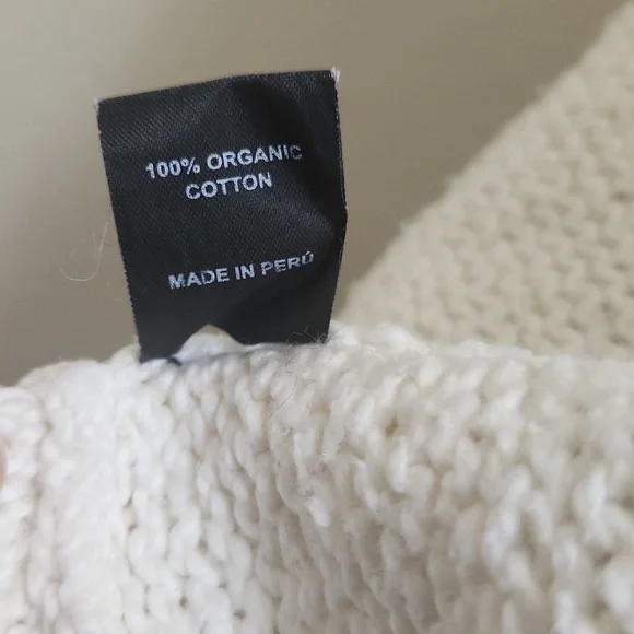 Indigenous Cardigan Knit Sweater Organic Cotton Cream Ivory Womens Small Boho - Picture 10 of 10